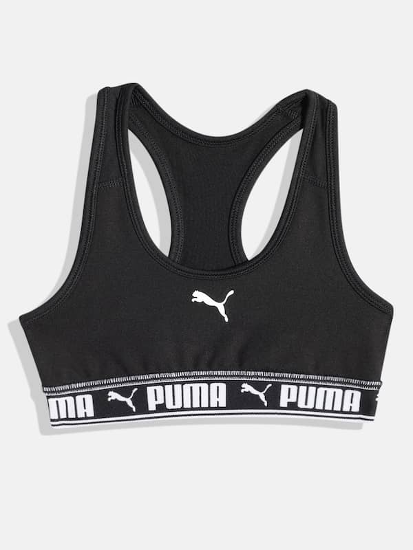 Puma, Intimates & Sleepwear, Puma Seamless Sports Bra Logo Band Removable  Padding Racerback Gray