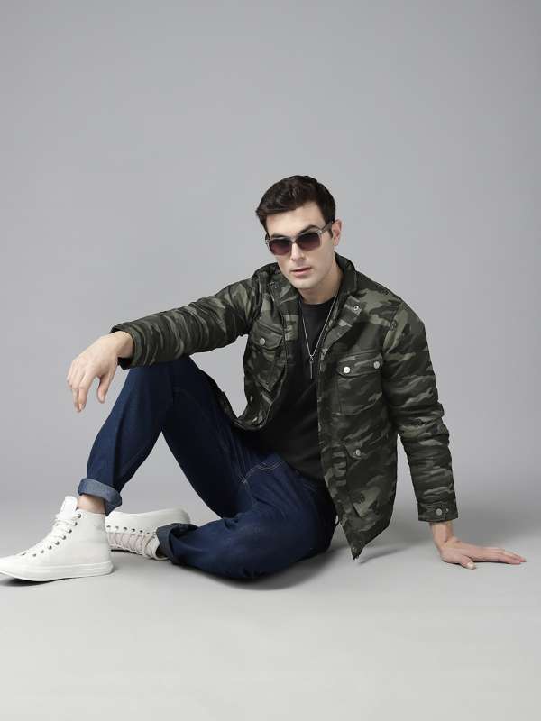 Army print jacket mens top
