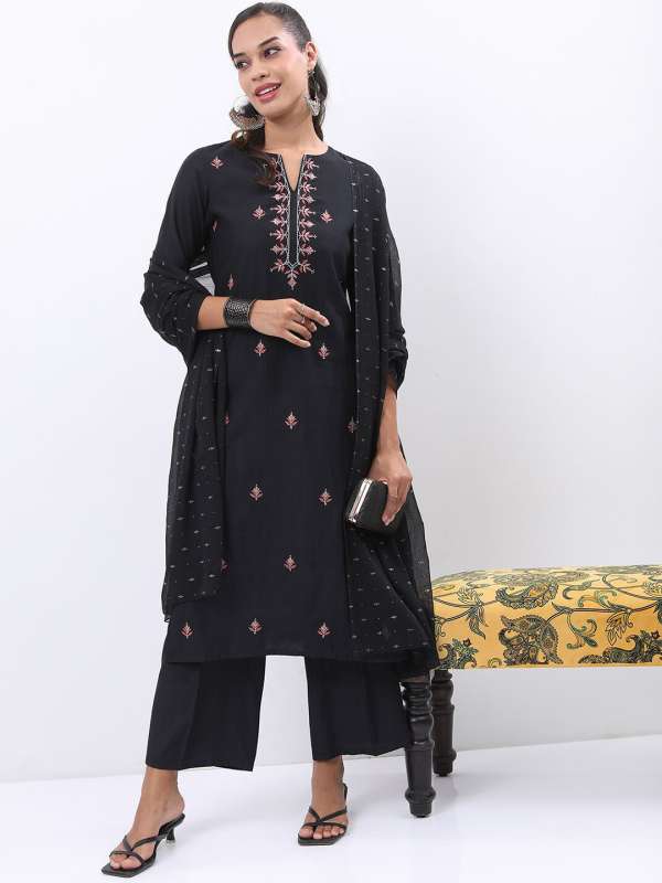 Vishudh Black Solid Palazzo Kurta Set 8668745.htm Buy Vishudh