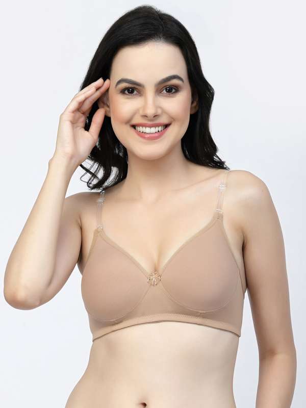Buy Floret Women's Non-Padded & Non-Wired Full Coverage Cross-Elastic Lace  Bra Olive at