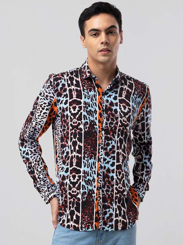 Men Animal Print Slim Fit Shirt with Patch Pocket