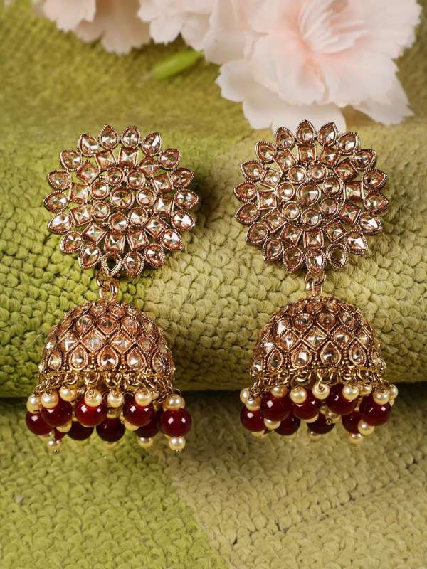 Buy DIVA WALK Gold Toned Contemporary Jhumkas  Earrings for Women 7849977   Myntra
