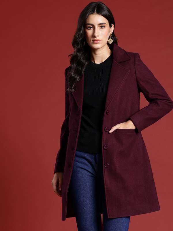 Maroon coat womens store