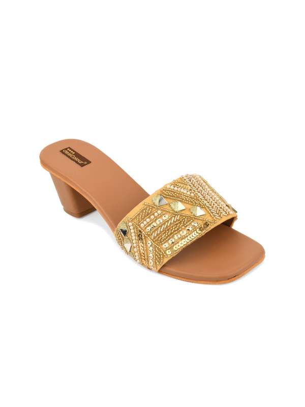 Gold Colour Sandals Heels Buy Gold Colour Sandals Heels online in India