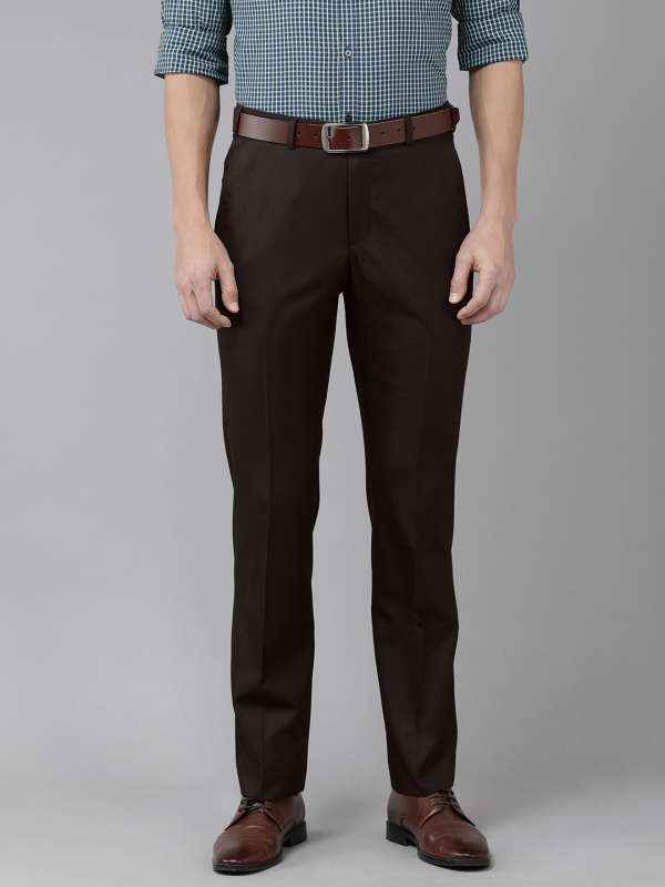 Buy PARK AVENUE Brown Mens Super Slim Fit Self Printed Formal Trousers   Shoppers Stop