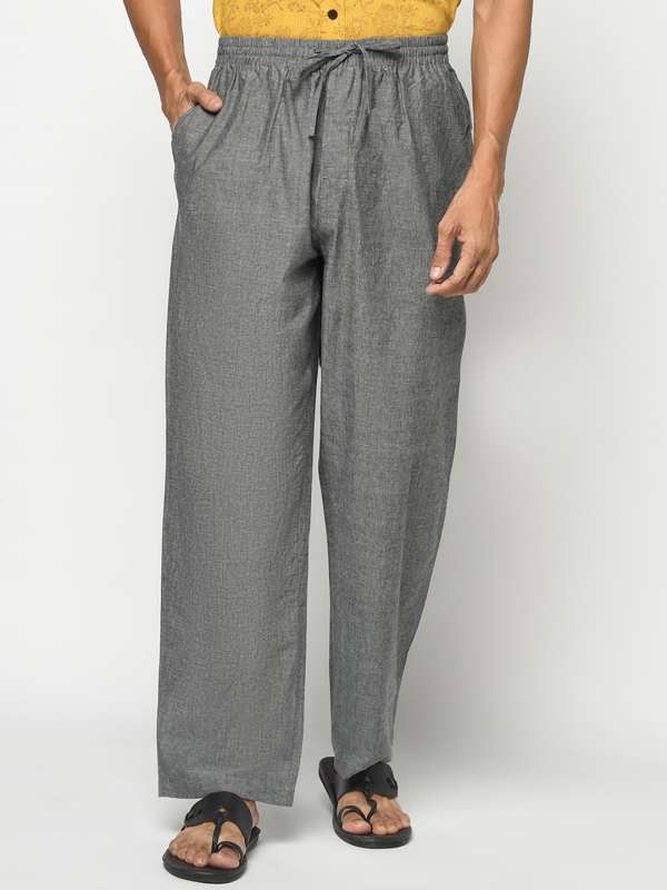 Buy Blue Linen Blend Drawstring Pants for Men Online at Fabindia  20054607