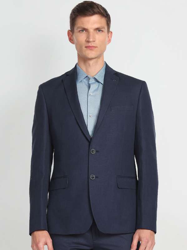 Arrow Blue Linen Blazer Buy Arrow Blue Linen Blazer online in India