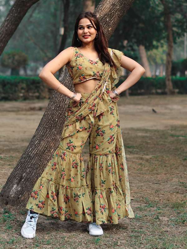 Myntra deals palazzo saree