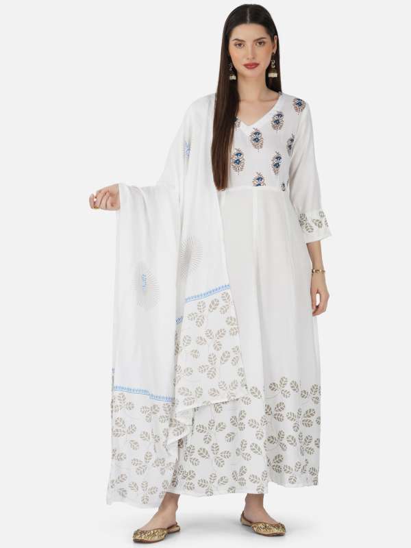 White anarkali myntra online