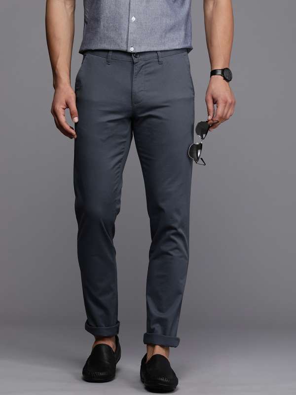 Men Charcoal Grey Slim Fit Chino Trousers - Buy Men Charcoal Grey Slim Fit Chino  Trousers online in India