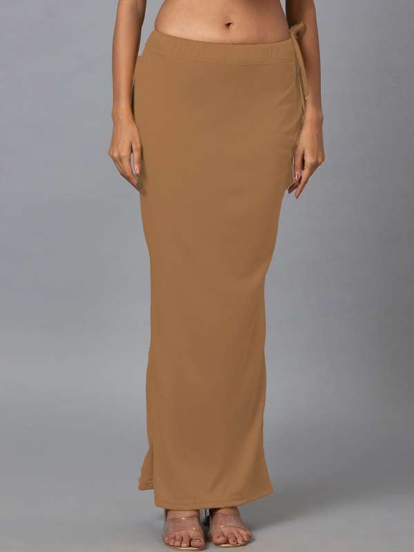 Trendmalls Brown Lycra Spandex Saree Shapewear Petticoat for Women