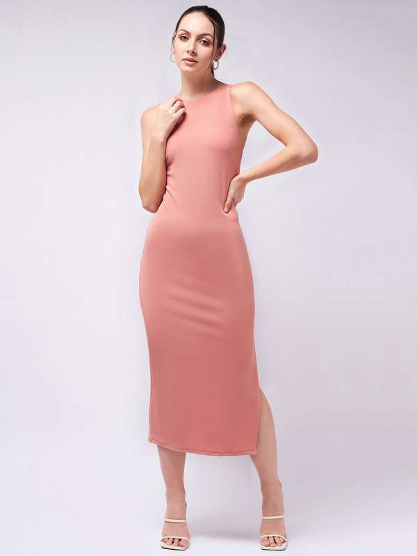 Peach Women Dresses Bodycon Buy Peach Women Dresses Bodycon online in India