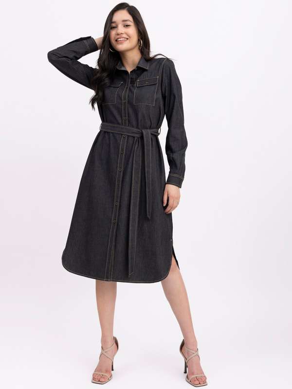 Women Black Denim Shirts Dresses Buy Women Black Denim Shirts