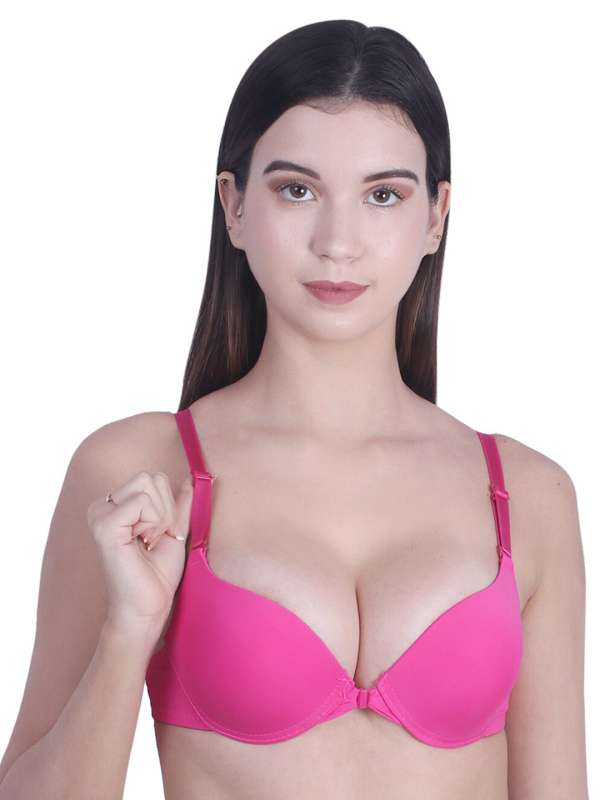 Pink Underwired Half Coverage Heavily Padded Push Up Bra - Buy Pink  Underwired Half Coverage Heavily Padded Push Up Bra online in India