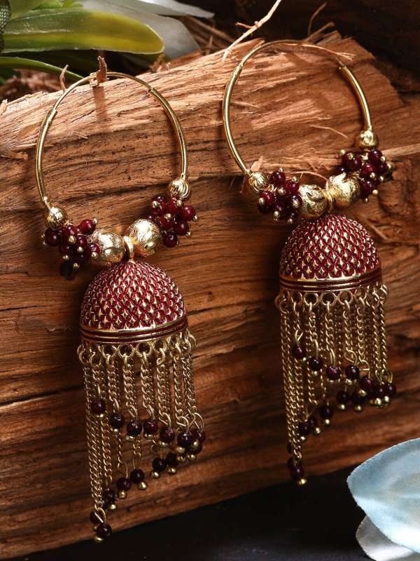 Maroon clearance earrings jhumkas