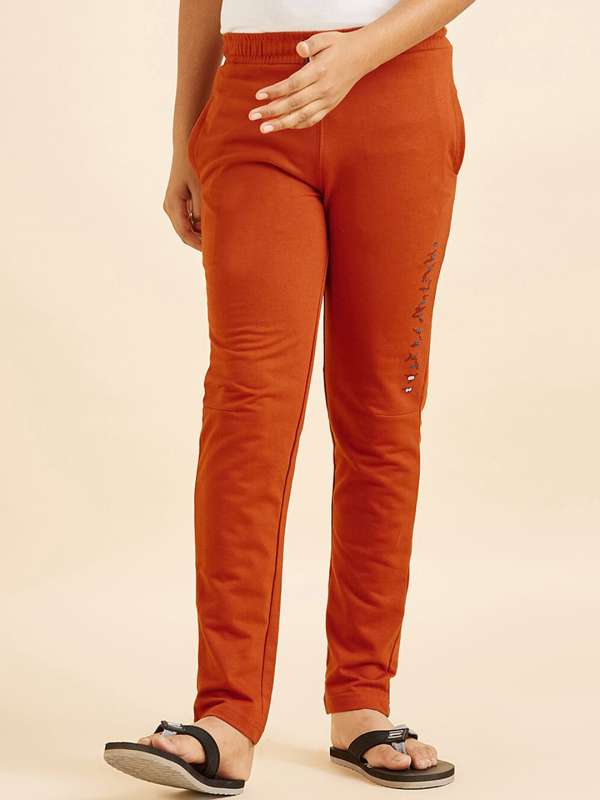 Women Orange Solid Lounge Pants