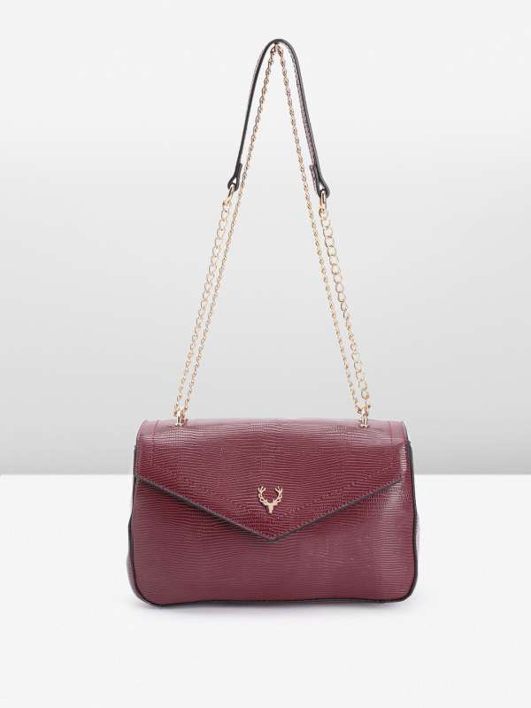 Buy Bellissa Maroon Textured Medium Snakeskin Handbag Online At