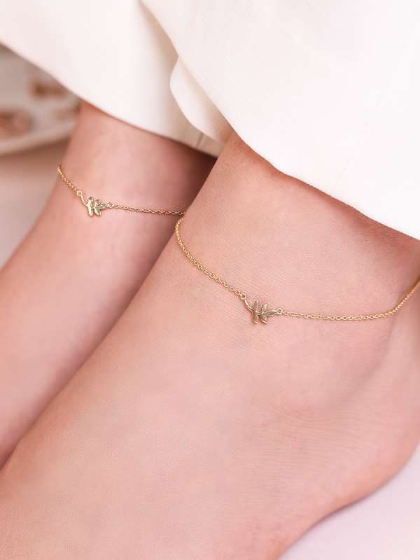 Pure silver top anklets online shopping