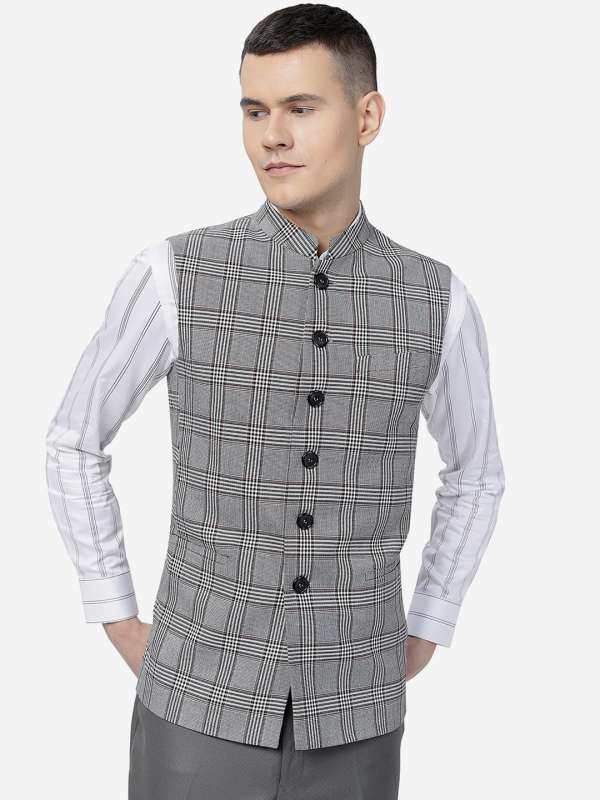Grey Checked Nehru Jacket 7993133.htm Buy Grey Checked Nehru Jacket 7993133.htm online in India