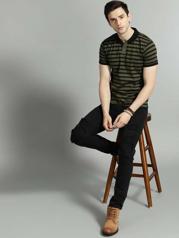 Olive green t shirt myntra sales