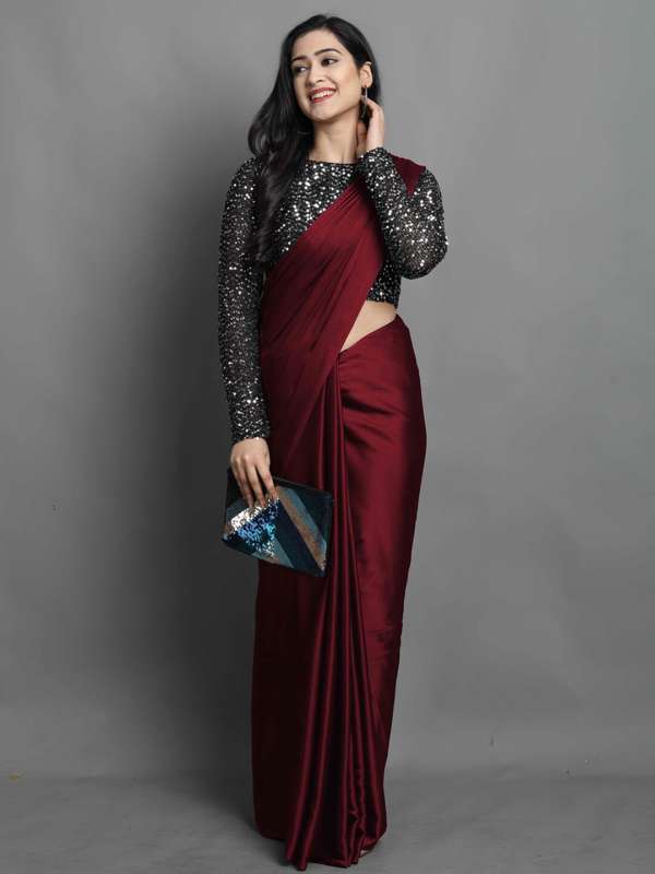 Maroon Partywear Saree Buy Maroon Partywear Saree online in India