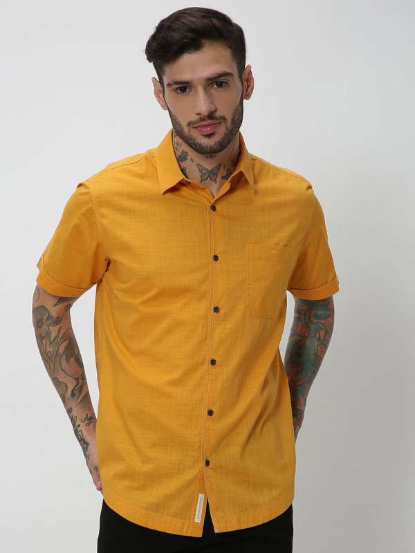 Mufti mustard yellow shop checked casual shirt