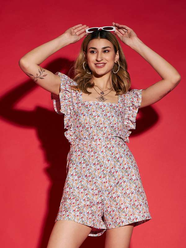 Floral short jumpsuit discount