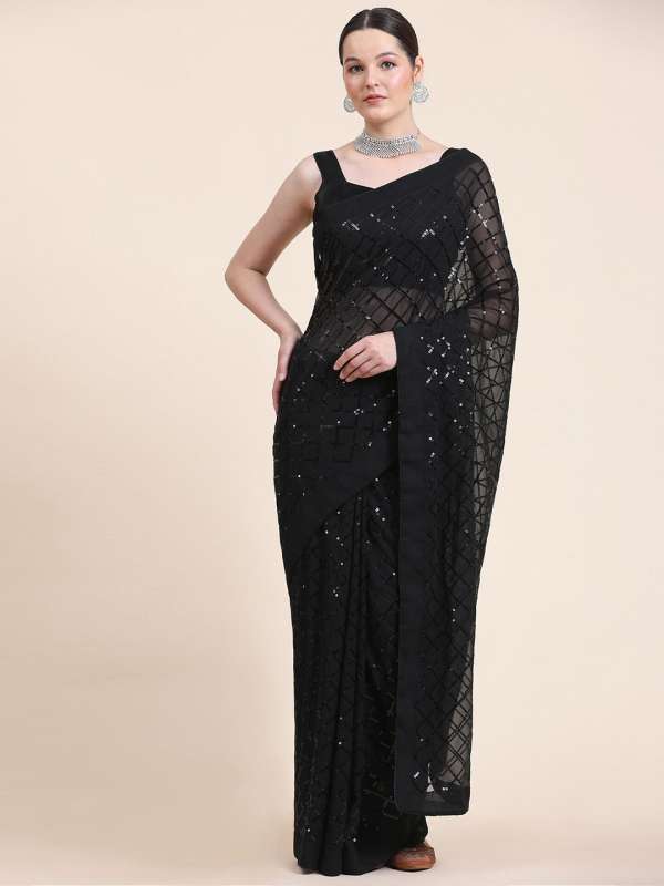Myntra black saree discount