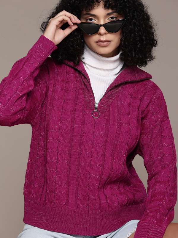 Magenta Sweaters Buy Magenta Sweaters online in India