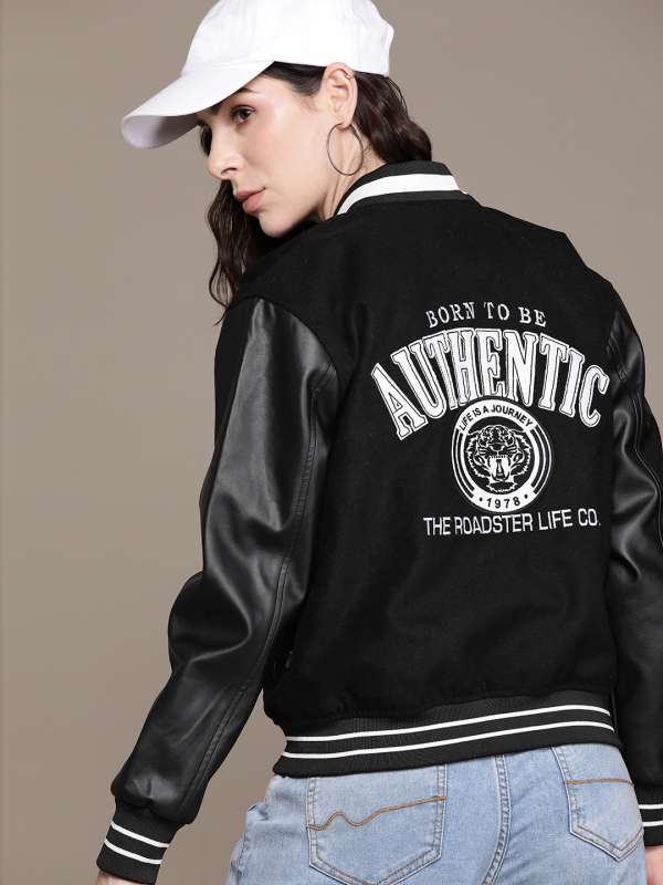 Leather varsity jacket womens new arrivals