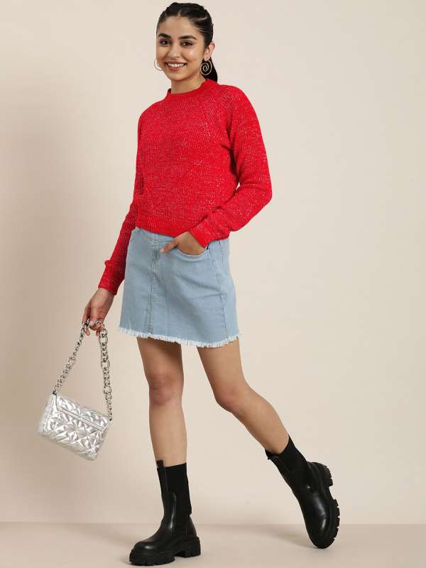 Red shimmer sweater best sale
