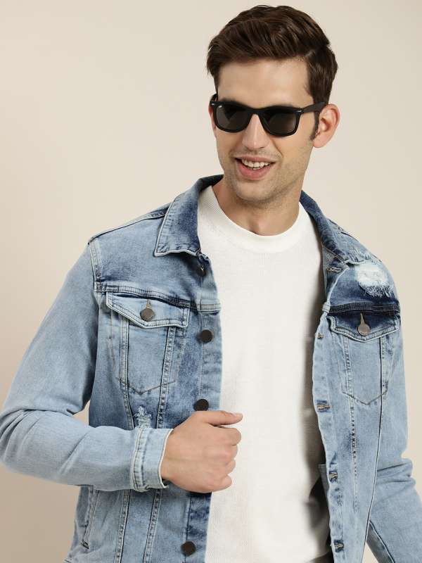 Ripped denim jackets mens cheap