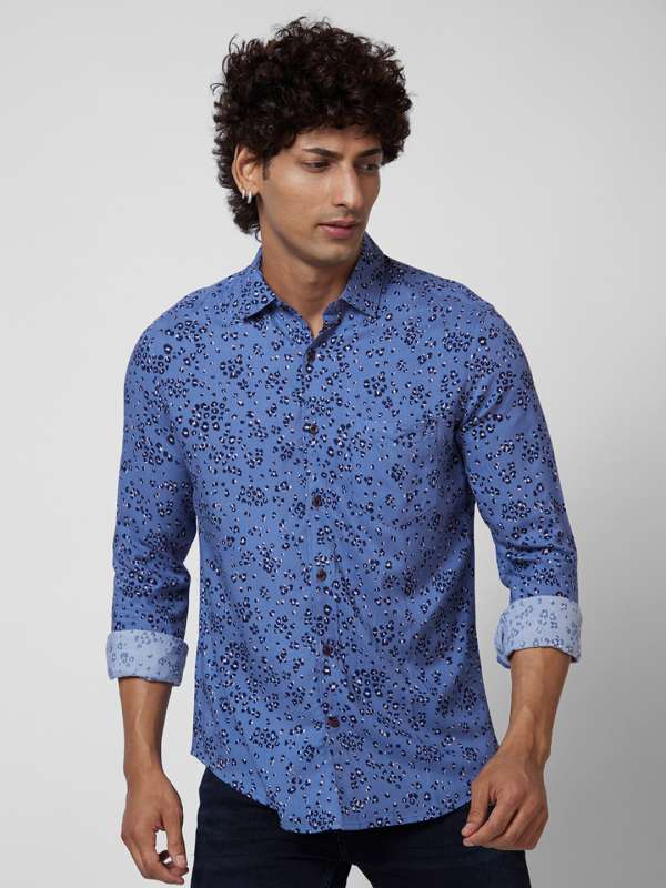 Men Animal Print Slim Fit Shirt with Patch Pocket