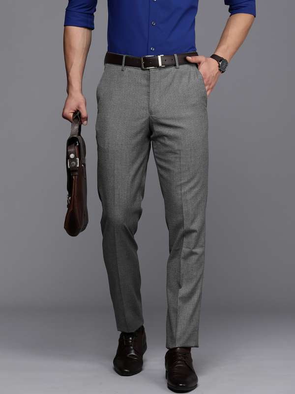 Louis Philippe Men's Relaxed Fit Formal Trousers (LPTFMSLF850276_Grey_34) :  : Fashion