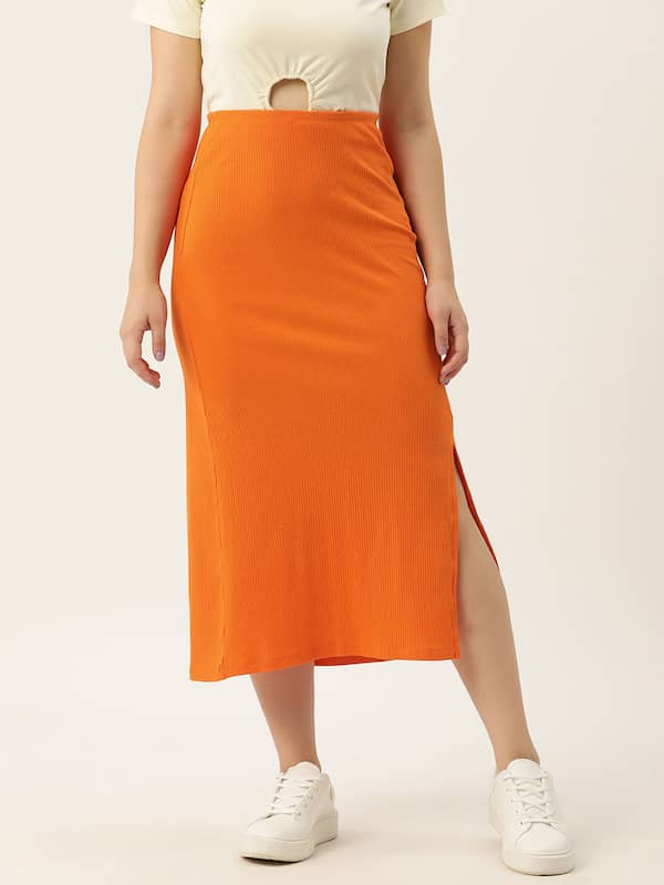 Women Plus Size White  Orange Abstract Printed TieUp Elastic Waist Ruffled  Wrap Mini Skorts  Berrylush