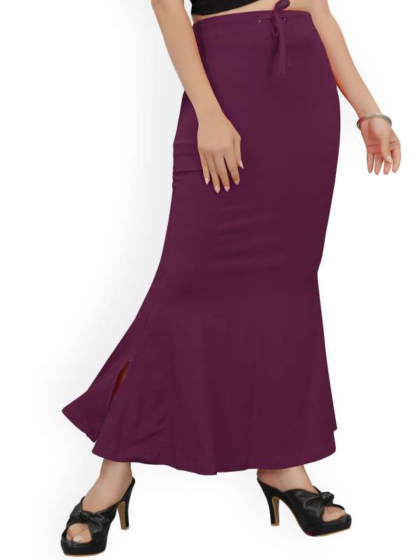 Buy Shayonam Women Purple Lycra Solid Saree Shapewear (M) Online