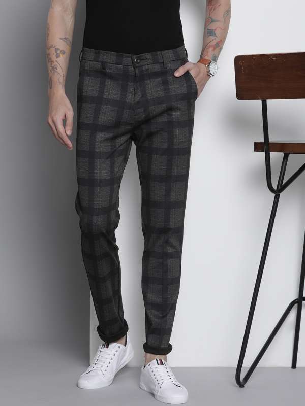 Male Diruno Printed Checkered Track Pants for Men 30