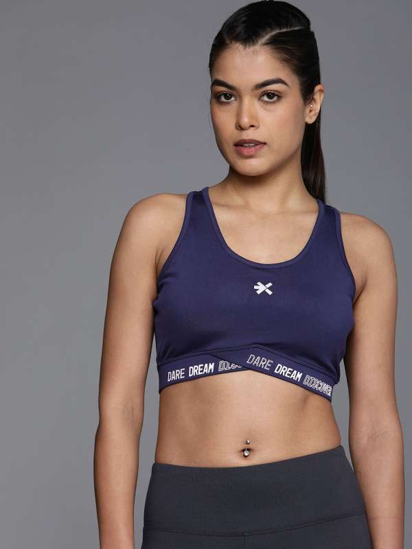 Buy HRX by Hrithik Roshan Blue Printed Non-Wired Lightly Padded Sports Bra  HD-13592 on Myntra