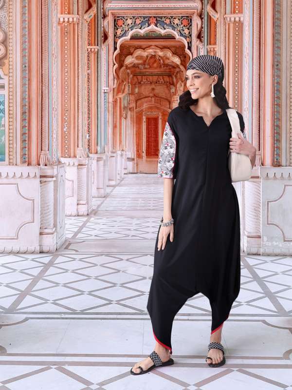 Buy SATIN RUFFLED HEM BLUE TUNIC DRESS for Women Online in India