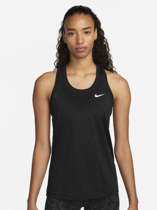 Buy Nike women sportswear fir short sleeve plain yoga top black Online