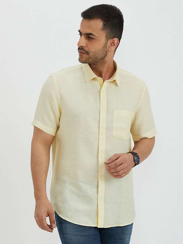 Indian Terrain Yellow Slim Fit Linen Casual Shirt Buy Indian