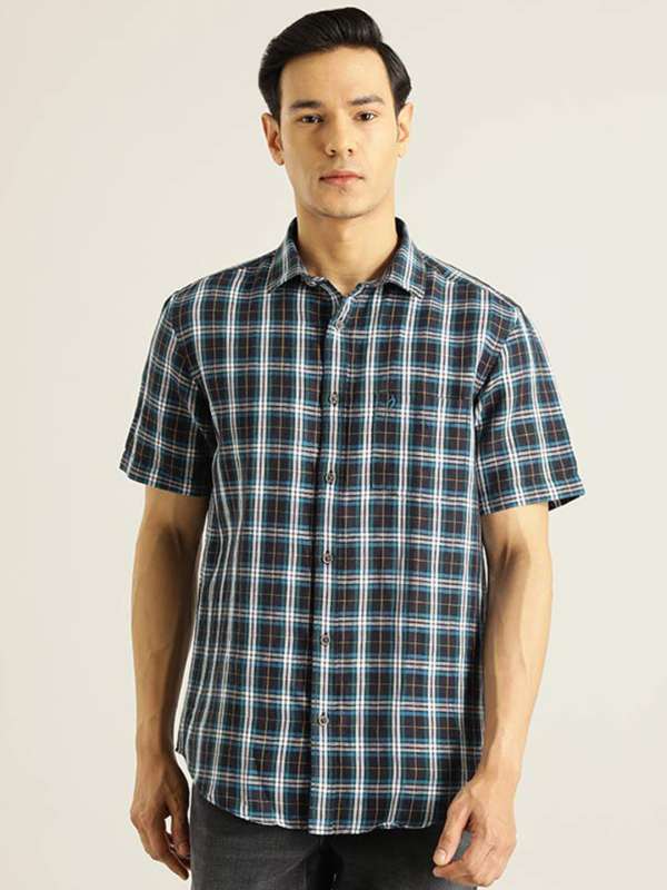 Buy Midnight Blue Safari Linen, Semi Formal Navy Solid Shirts for Men  Online
