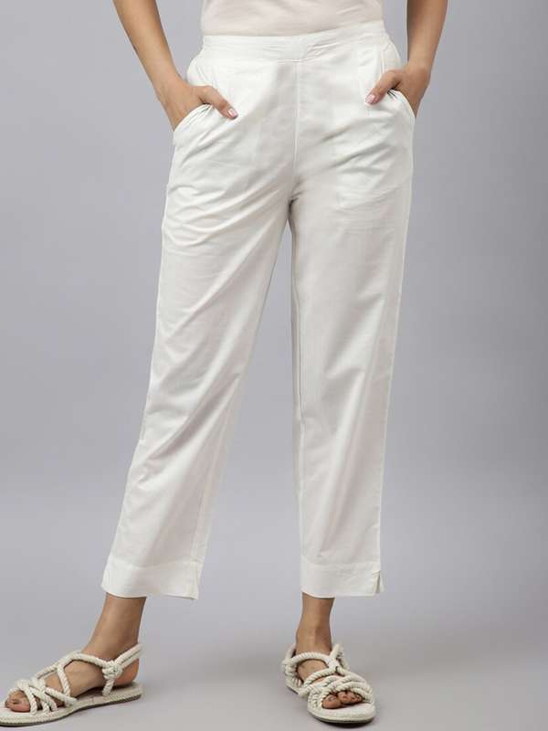 Buy Fabindia White Cotton Pants for Women Online  Tata CLiQ