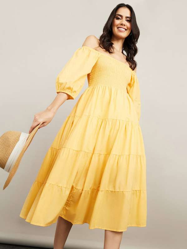 Ella Light Yellow Off Shoulder Formal Maxi Dress