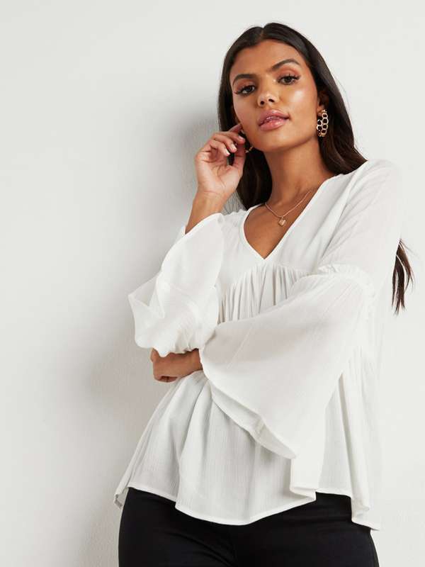 Buy & Other Stories Ruched Flared Sleeves Top Online