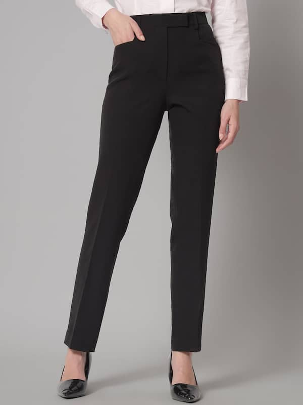 Buy Go Colors Women Solid Black Formal Trousers Online-hangkhonggiare.com.vn