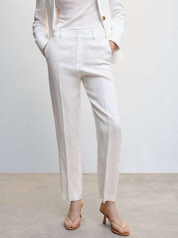 Buy Women White Regular Fit Solid Casual Trousers Online  759536  Allen  Solly