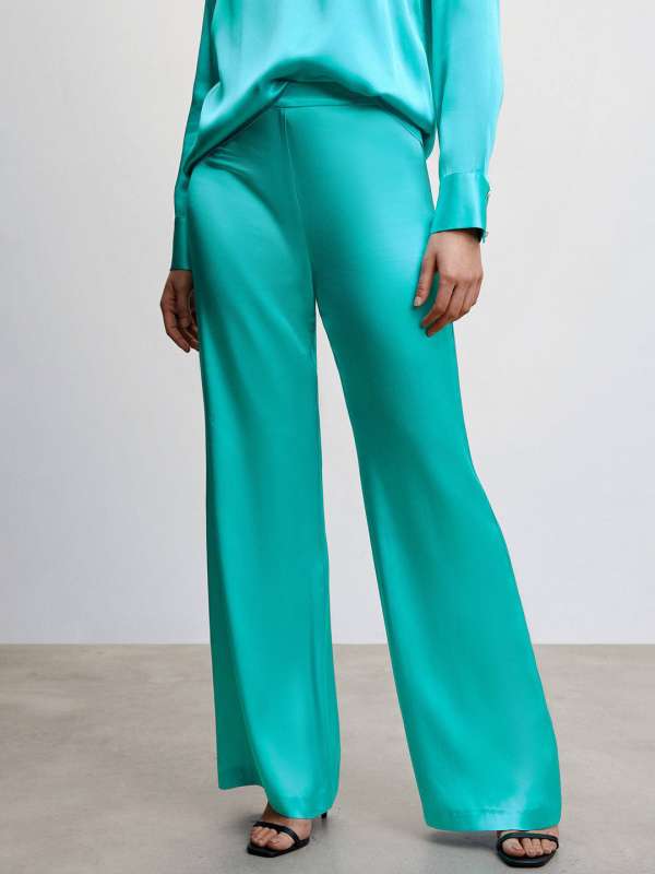 Ladies Casual Solid Color Satin Long Sleeve Loose Shirt And Pants Two Piece  Set  The Little Connection