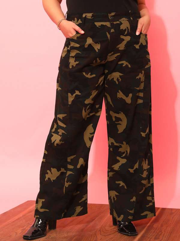Petite Red Camo Paint Splatter Cargo Trousers  PrettyLittleThing
