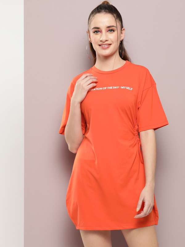 Orange tee shirt dress on sale